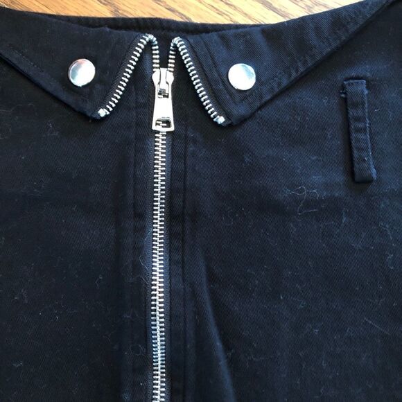 Forever 21 black denim 3 zipper mini skirt size small - Picture 4 of 9